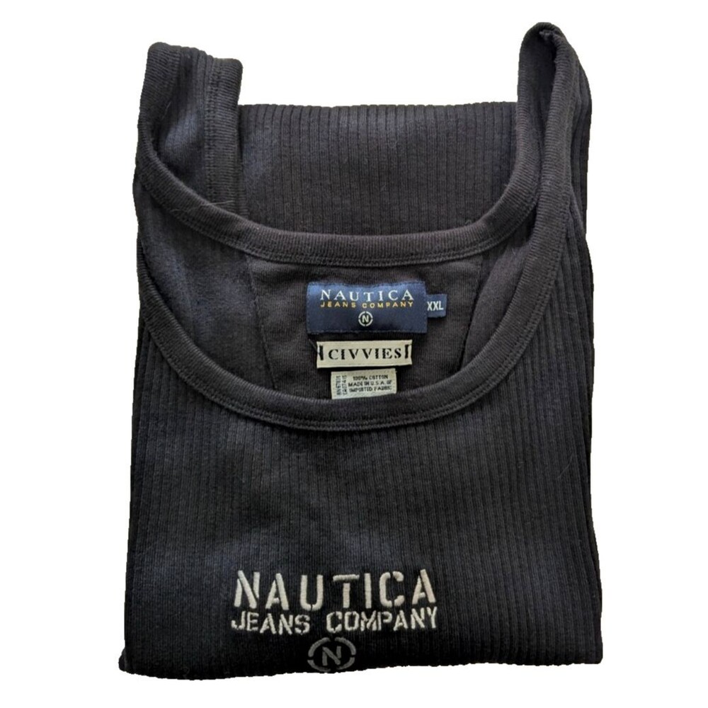 Nautica Jeans Co Men's XXL Sleeveless Muscle Tee Cotton Black USA 90s Vintage